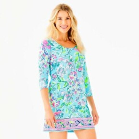 NWOT Lilly Pulitzer Beacon Bali Blue Sway This Way Print Dress - Picture 1 of 13
